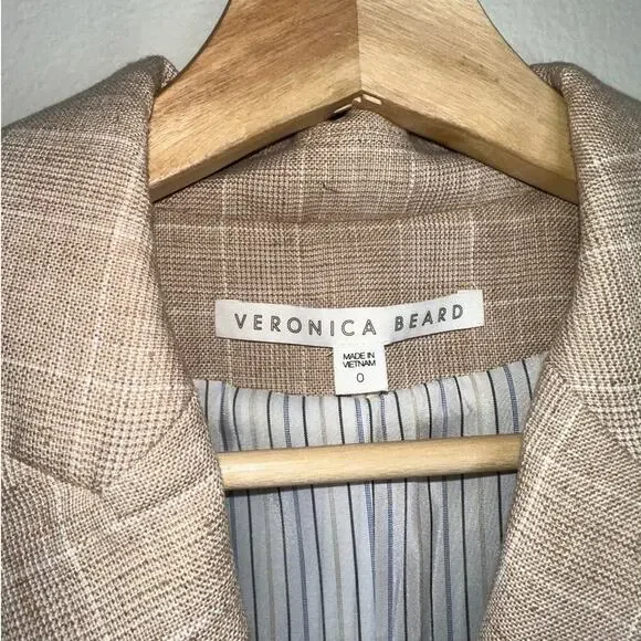 Veronica Beard Diego Dickey Jacket/Blazer Muted Plaid Tan/Cream Size US 0 - Picture 4 of 10